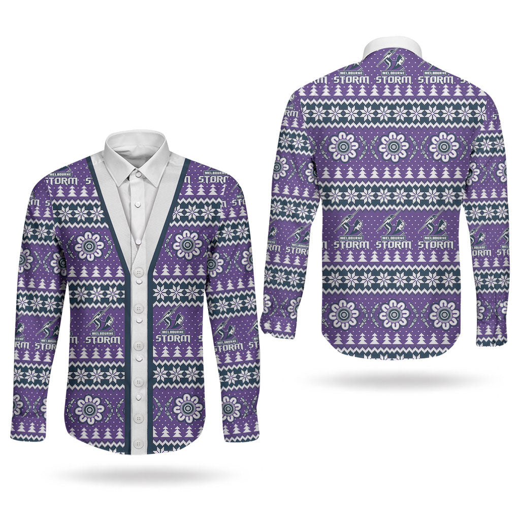 Storm Rugby Christmas Couples Matching Off Shoulder Short Dress and Long Sleeve Button Shirt Aboriginal Seamless Cardigan Inspired