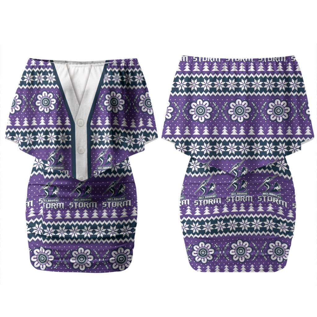 Storm Rugby Christmas Couples Matching Off Shoulder Short Dress and Long Sleeve Button Shirt Aboriginal Seamless Cardigan Inspired