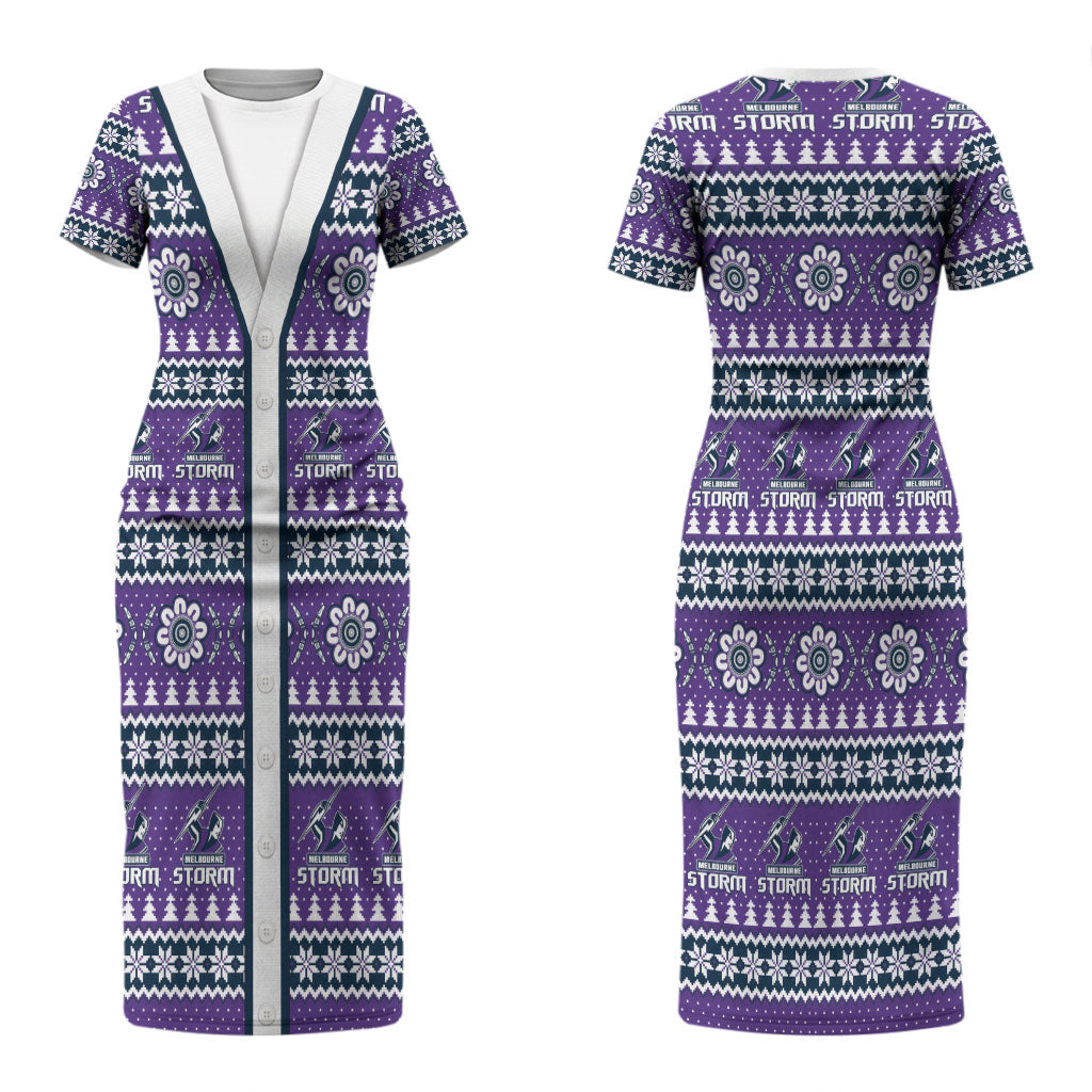 Storm Rugby Christmas Couples Matching Short Sleeve Bodycon Dress and Long Sleeve Button Shirt Aboriginal Seamless Cardigan Inspired
