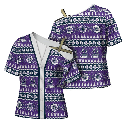 Storm Rugby Christmas Cross Shoulder Shirt Aboriginal Seamless Cardigan Inspired