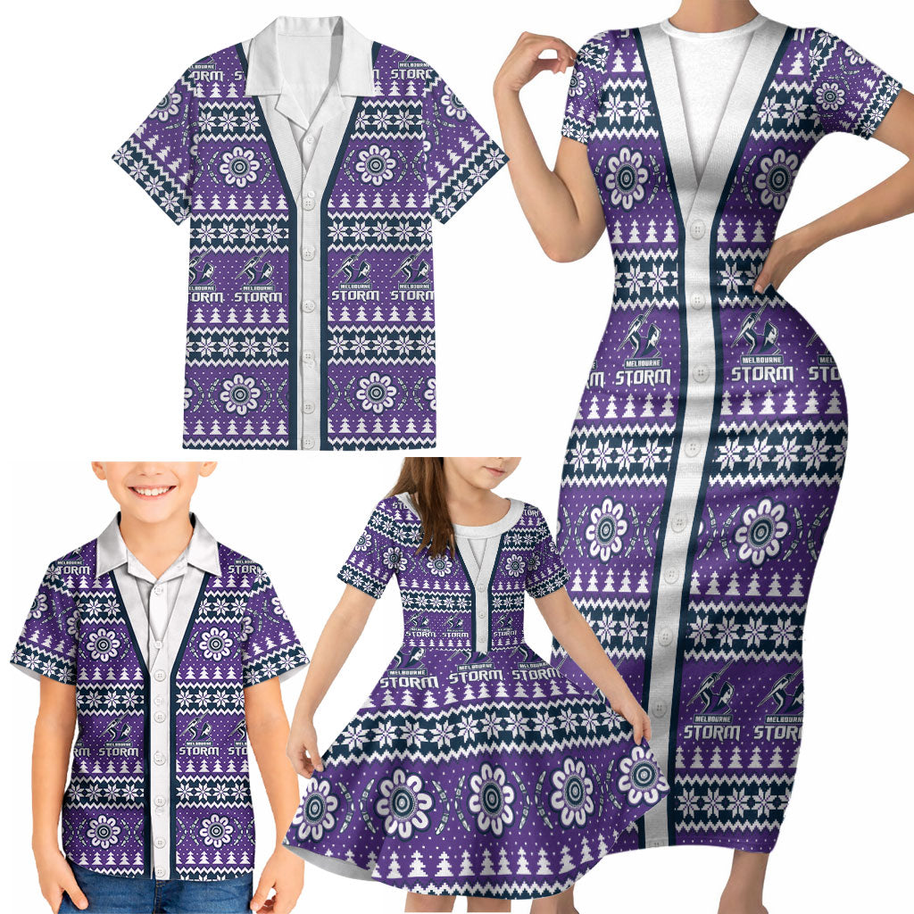 Storm Rugby Christmas Family Matching Short Sleeve Bodycon Dress and Hawaiian Shirt Aboriginal Seamless Cardigan Inspired