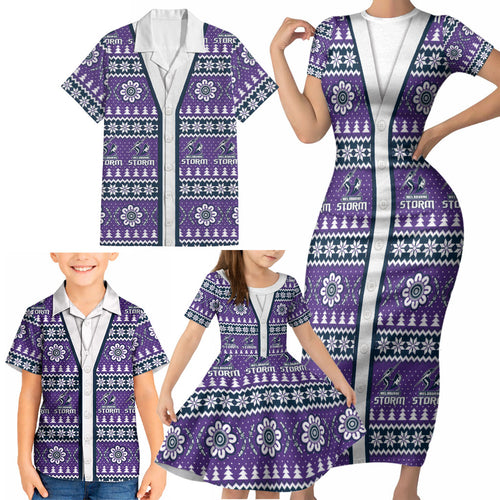 Storm Rugby Christmas Family Matching Short Sleeve Bodycon Dress and Hawaiian Shirt Aboriginal Seamless Cardigan Inspired