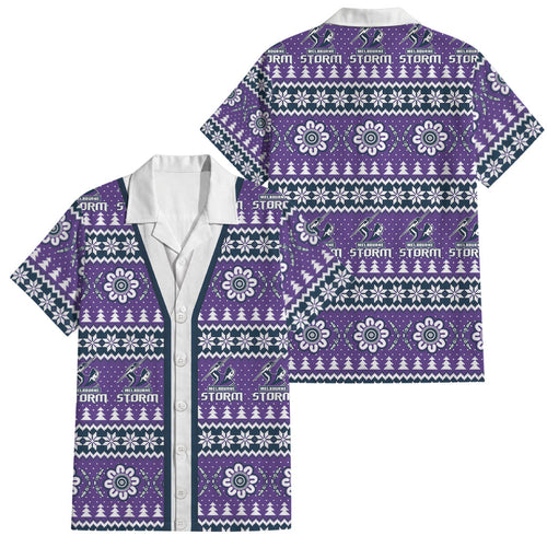 Storm Rugby Christmas Family Matching Short Sleeve Bodycon Dress and Hawaiian Shirt Aboriginal Seamless Cardigan Inspired