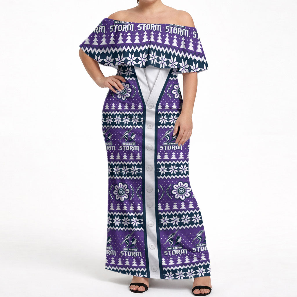 Storm Rugby Christmas Off Shoulder Maxi Dress Aboriginal Seamless Cardigan Inspired