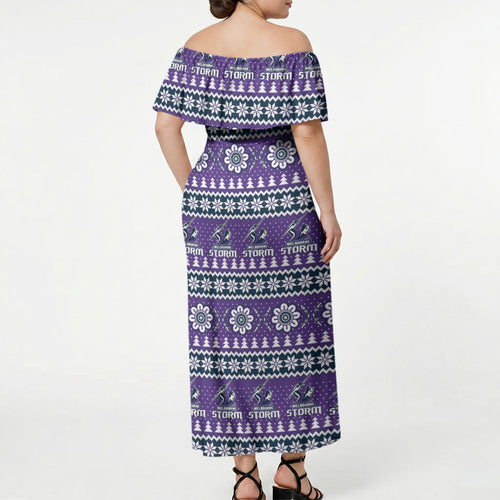 Storm Rugby Christmas Off Shoulder Maxi Dress Aboriginal Seamless Cardigan Inspired