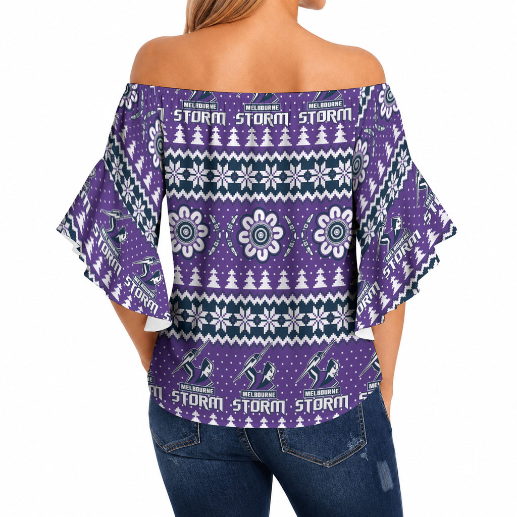Storm Rugby Christmas Off Shoulder Wrap Waist Top Aboriginal Seamless Cardigan Inspired