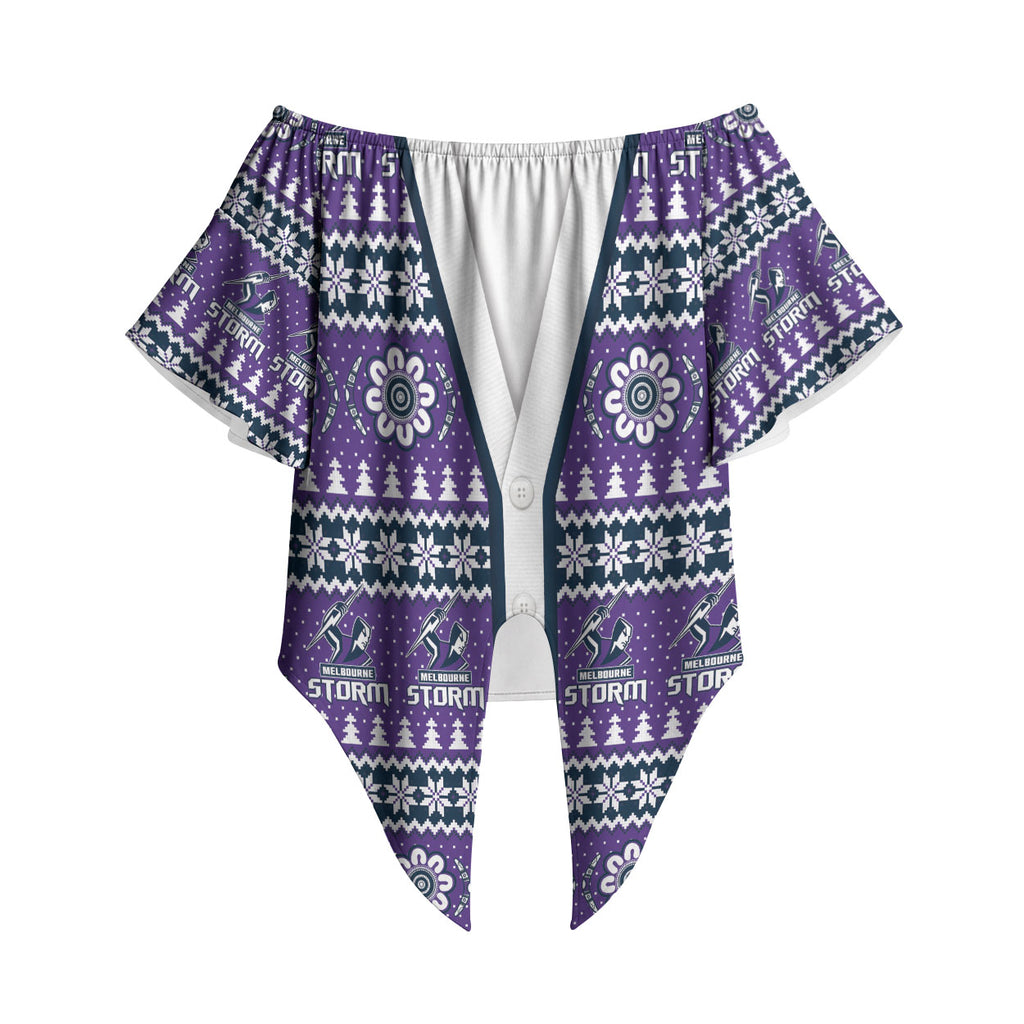 Storm Rugby Christmas Off Shoulder Wrap Waist Top Aboriginal Seamless Cardigan Inspired