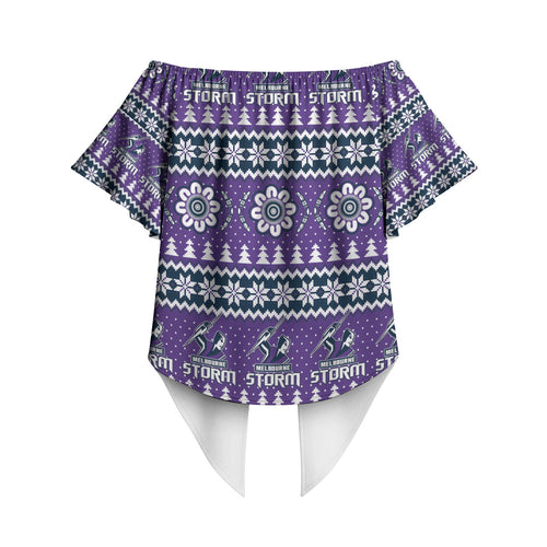 Storm Rugby Christmas Off Shoulder Wrap Waist Top Aboriginal Seamless Cardigan Inspired