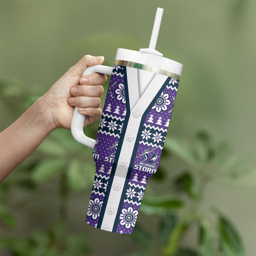 Storm Rugby Christmas Tumbler With Handle Aboriginal Seamless Cardigan Inspired