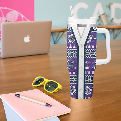 Storm Rugby Christmas Tumbler With Handle Aboriginal Seamless Cardigan Inspired