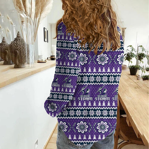 Storm Rugby Christmas Women Casual Shirt Aboriginal Seamless Cardigan Inspired