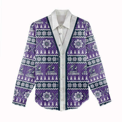 Storm Rugby Christmas Women Casual Shirt Aboriginal Seamless Cardigan Inspired