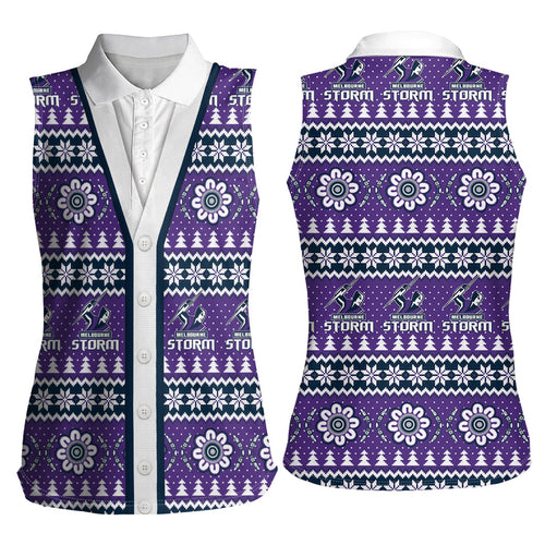 Storm Rugby Christmas Women Sleeveless Polo Shirt Aboriginal Seamless Cardigan Inspired