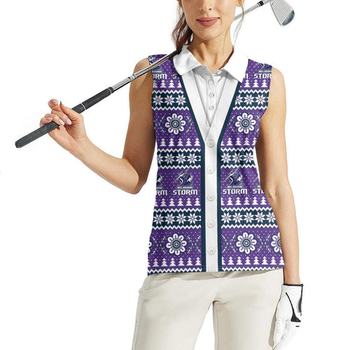 Storm Rugby Christmas Women Sleeveless Polo Shirt Aboriginal Seamless Cardigan Inspired