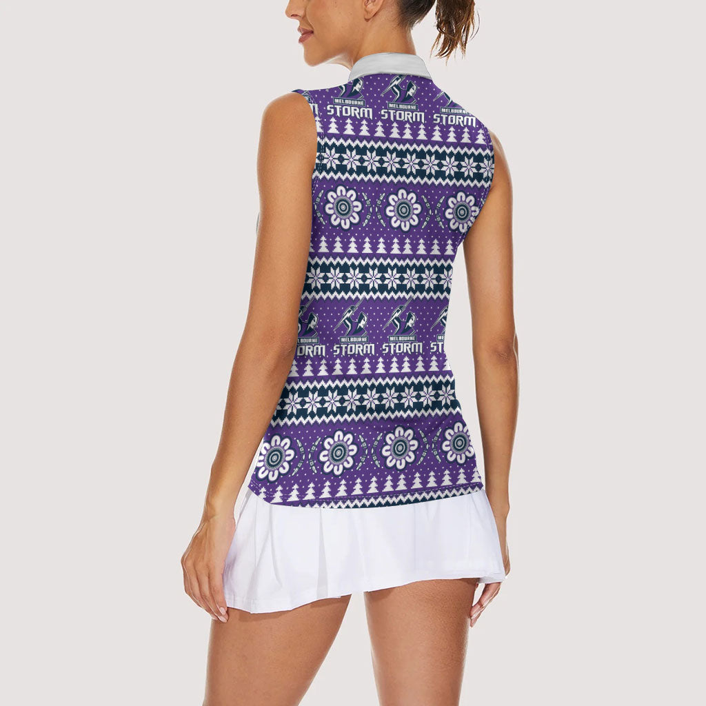 Storm Rugby Christmas Women Sleeveless Polo Shirt Aboriginal Seamless Cardigan Inspired