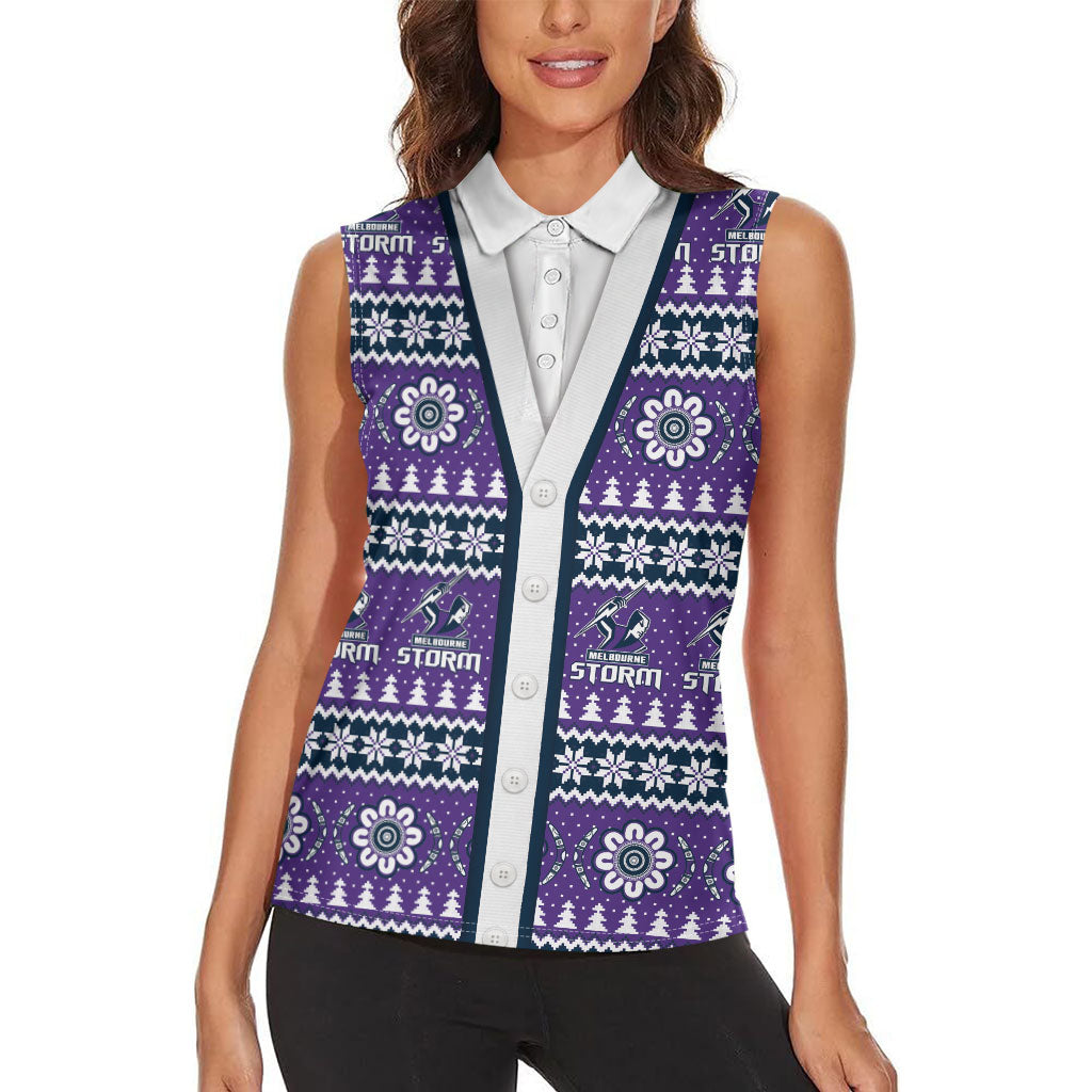 Storm Rugby Christmas Women Sleeveless Polo Shirt Aboriginal Seamless Cardigan Inspired