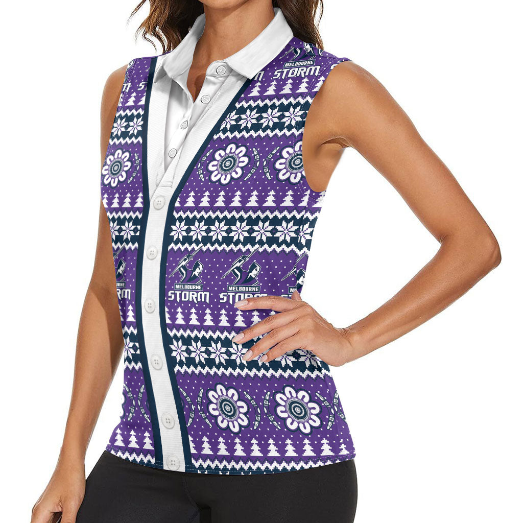 Storm Rugby Christmas Women Sleeveless Polo Shirt Aboriginal Seamless Cardigan Inspired