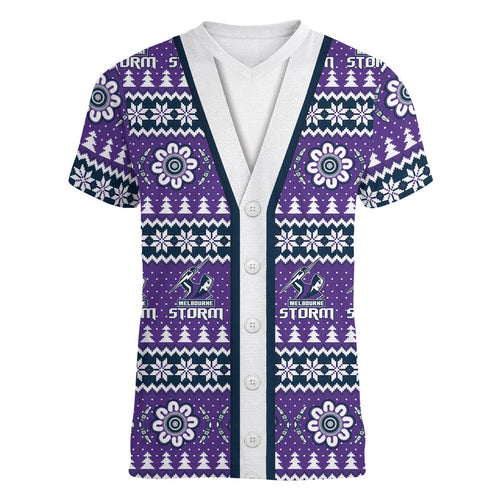 Storm Rugby Christmas Women V-Neck T-Shirt Aboriginal Seamless Cardigan Inspired