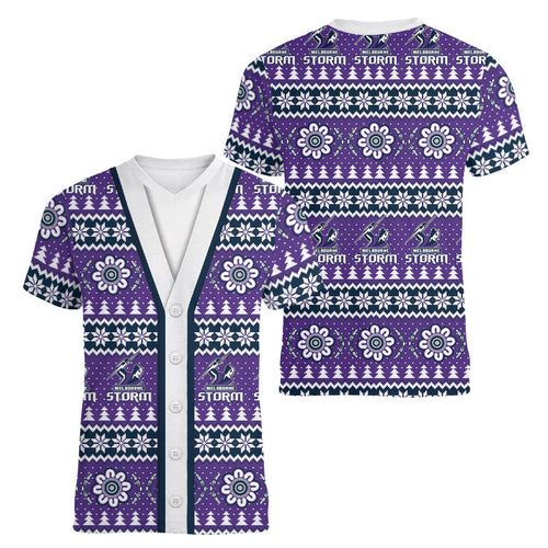 Storm Rugby Christmas Women V-Neck T-Shirt Aboriginal Seamless Cardigan Inspired