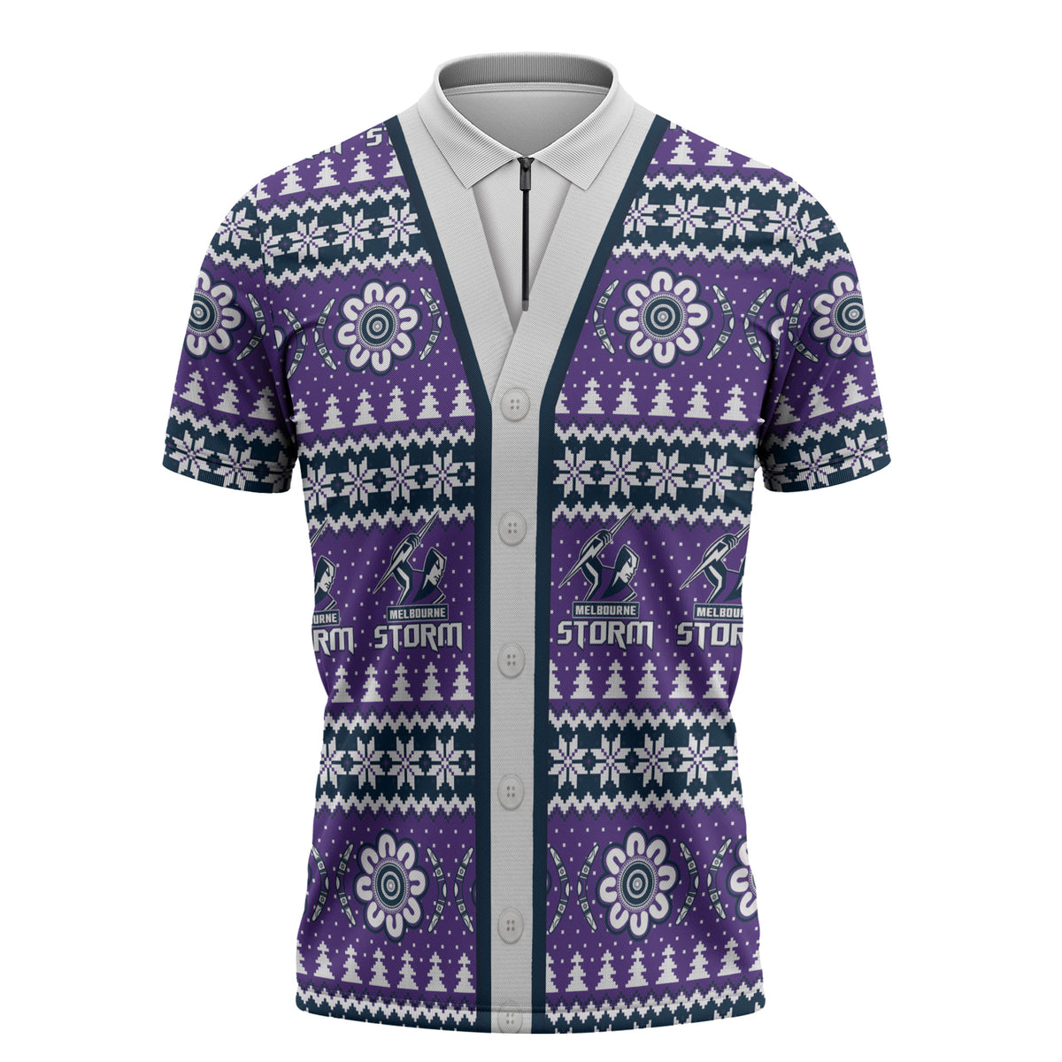 Storm Rugby Christmas Zipper Polo Shirt Aboriginal Seamless Cardigan Inspired