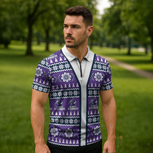 Storm Rugby Christmas Zipper Polo Shirt Aboriginal Seamless Cardigan Inspired