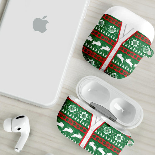 Rabbitohs Rugby Christmas AirPods Case Aboriginal Seamless Cardigan Inspired