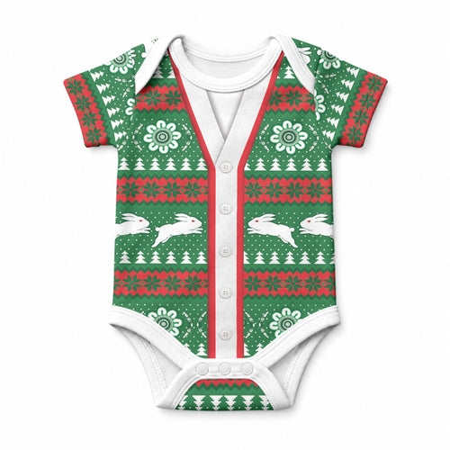 Rabbitohs Rugby Christmas Baby Onesie Aboriginal Seamless Cardigan Inspired