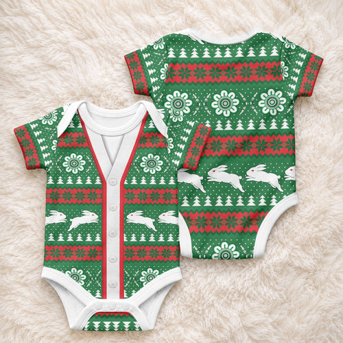 Rabbitohs Rugby Christmas Baby Onesie Aboriginal Seamless Cardigan Inspired