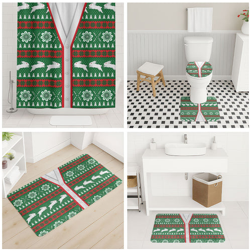 Rabbitohs Rugby Christmas Bathroom Set Aboriginal Seamless Cardigan Inspired