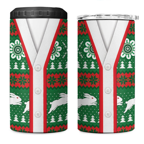 Rabbitohs Rugby Christmas 4 in 1 Can Cooler Tumbler Aboriginal Seamless Cardigan Inspired