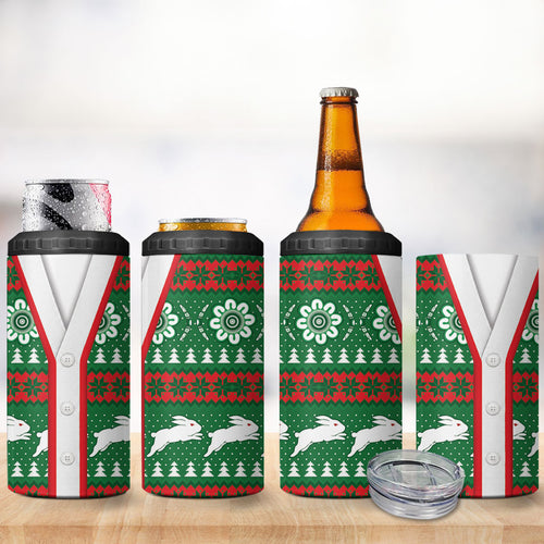 Rabbitohs Rugby Christmas 4 in 1 Can Cooler Tumbler Aboriginal Seamless Cardigan Inspired