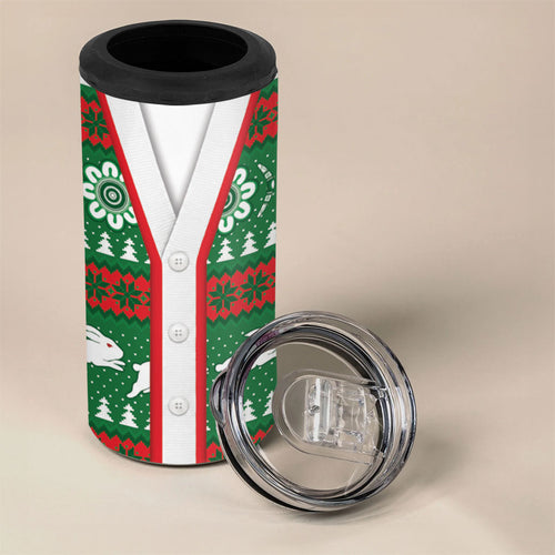 Rabbitohs Rugby Christmas 4 in 1 Can Cooler Tumbler Aboriginal Seamless Cardigan Inspired