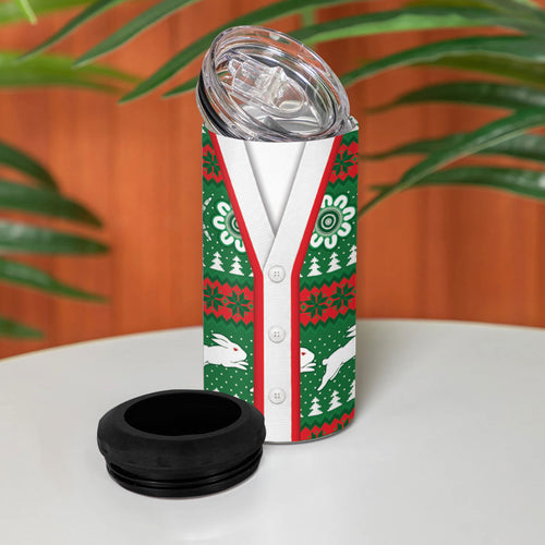 Rabbitohs Rugby Christmas 4 in 1 Can Cooler Tumbler Aboriginal Seamless Cardigan Inspired