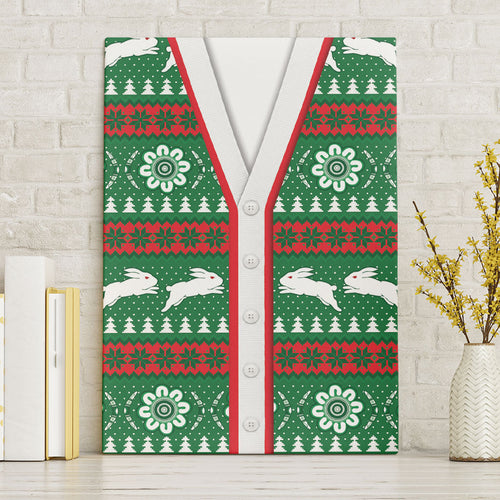 Rabbitohs Rugby Christmas Canvas Wall Art Aboriginal Seamless Cardigan Inspired