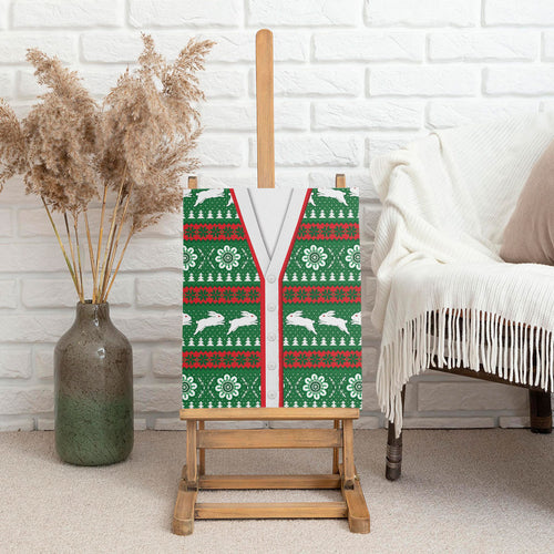 Rabbitohs Rugby Christmas Canvas Wall Art Aboriginal Seamless Cardigan Inspired