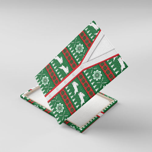 Rabbitohs Rugby Christmas Canvas Wall Art Aboriginal Seamless Cardigan Inspired