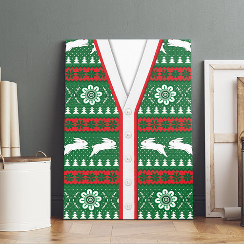 Rabbitohs Rugby Christmas Canvas Wall Art Aboriginal Seamless Cardigan Inspired