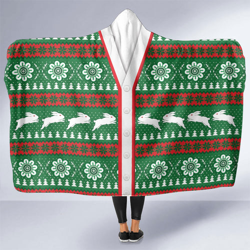 Rabbitohs Rugby Christmas Hooded Blanket Aboriginal Seamless Cardigan Inspired