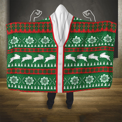 Rabbitohs Rugby Christmas Hooded Blanket Aboriginal Seamless Cardigan Inspired
