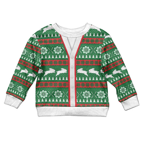 Rabbitohs Rugby Christmas Kid Ugly Christmas Sweater Aboriginal Seamless Cardigan Inspired