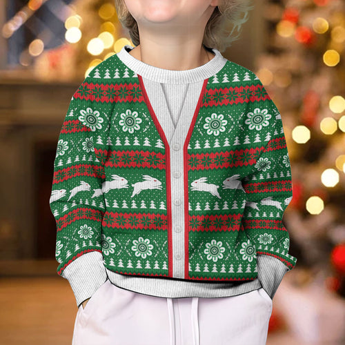Rabbitohs Rugby Christmas Kid Ugly Christmas Sweater Aboriginal Seamless Cardigan Inspired