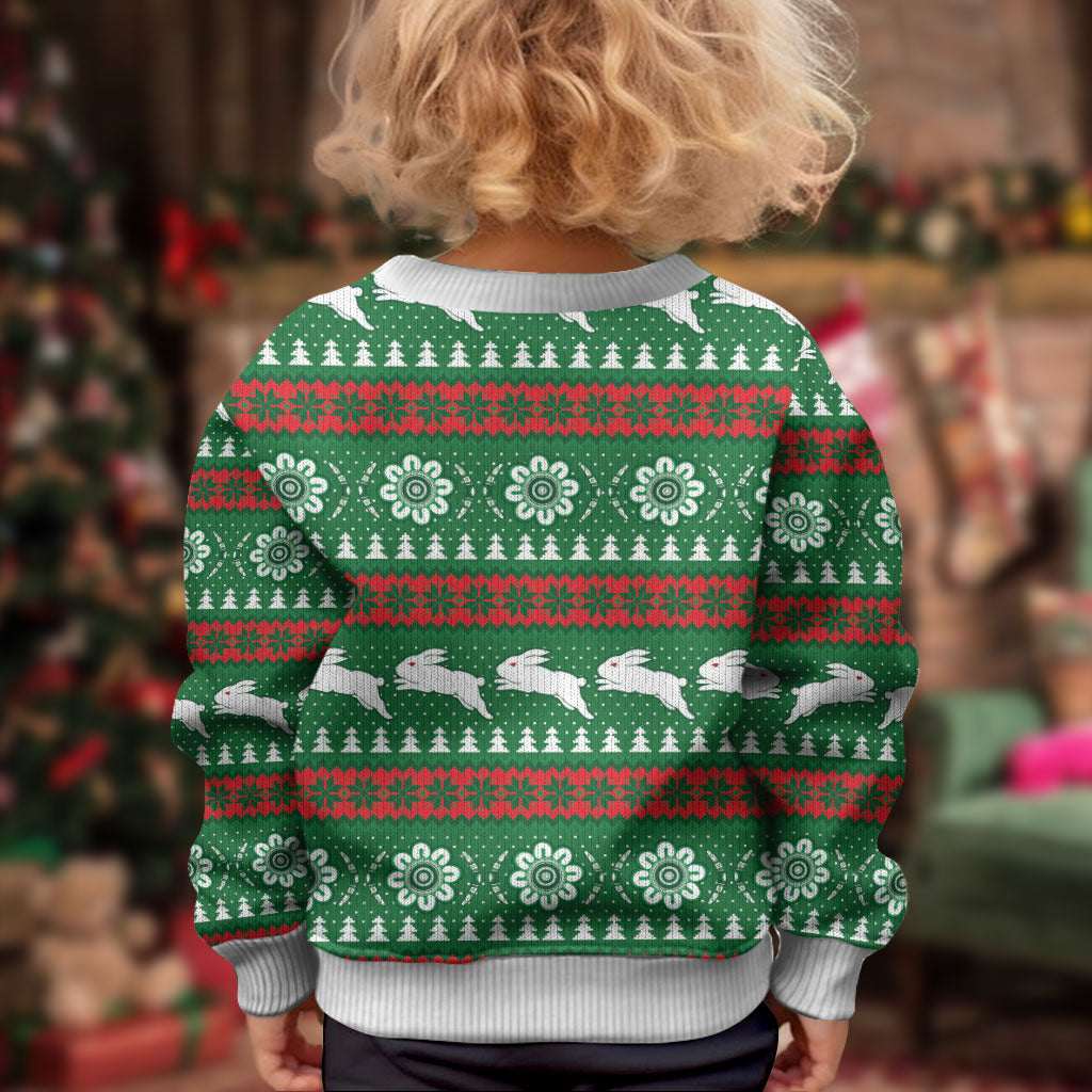 Rabbitohs Rugby Christmas Kid Ugly Christmas Sweater Aboriginal Seamless Cardigan Inspired