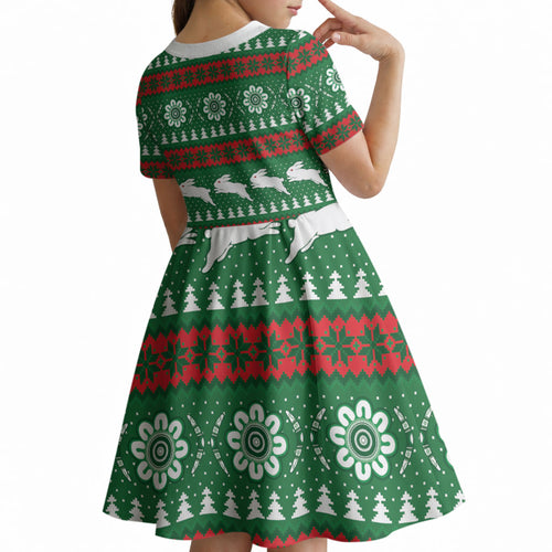 Rabbitohs Rugby Christmas Kid Short Sleeve Dress Aboriginal Seamless Cardigan Inspired