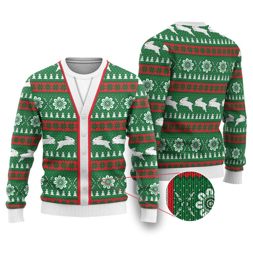 Rabbitohs Rugby Christmas Ugly Christmas Sweater Aboriginal Seamless Cardigan Inspired