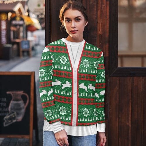 Rabbitohs Rugby Christmas Ugly Christmas Sweater Aboriginal Seamless Cardigan Inspired