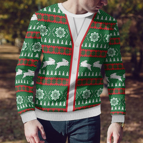 Rabbitohs Rugby Christmas Ugly Christmas Sweater Aboriginal Seamless Cardigan Inspired