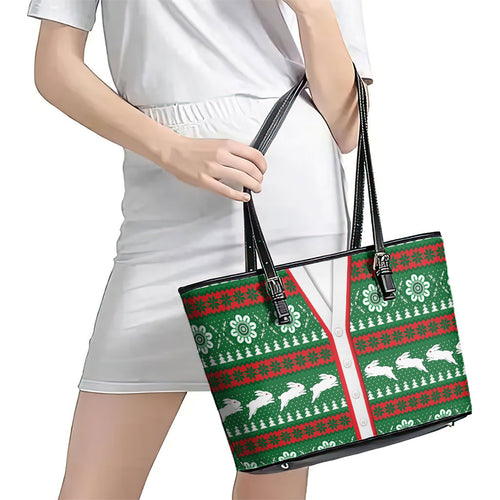 Rabbitohs Rugby Christmas Leather Tote Bag Aboriginal Seamless Cardigan Inspired