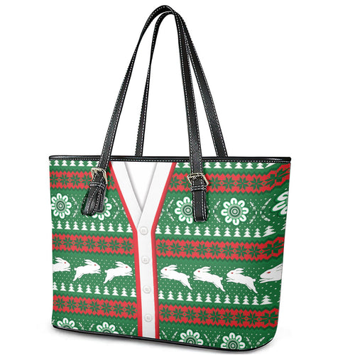 Rabbitohs Rugby Christmas Leather Tote Bag Aboriginal Seamless Cardigan Inspired