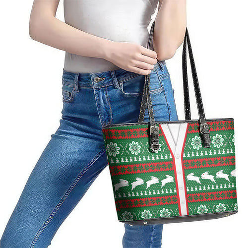 Rabbitohs Rugby Christmas Leather Tote Bag Aboriginal Seamless Cardigan Inspired