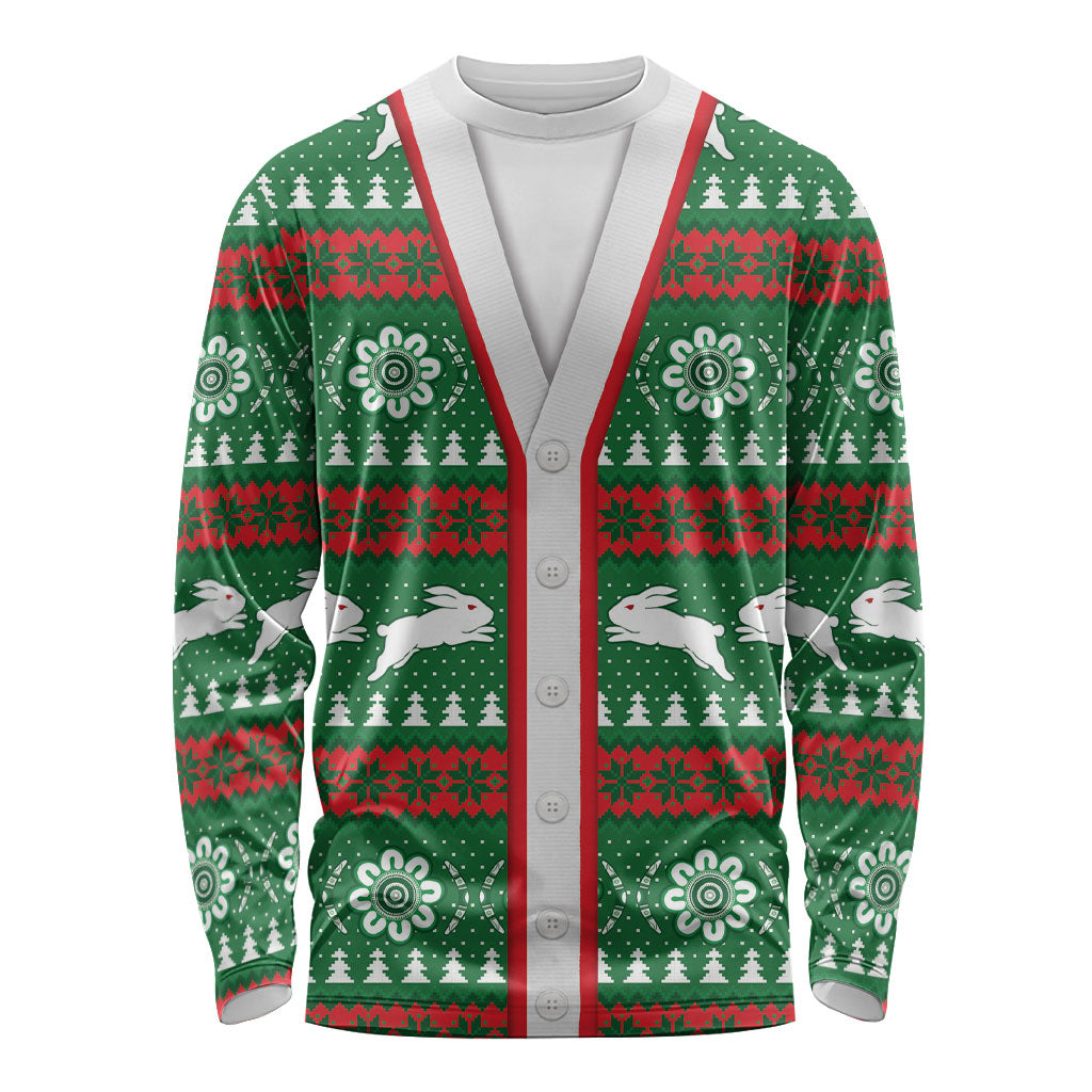 Rabbitohs Rugby Christmas Long Sleeve Shirt Aboriginal Seamless Cardigan Inspired